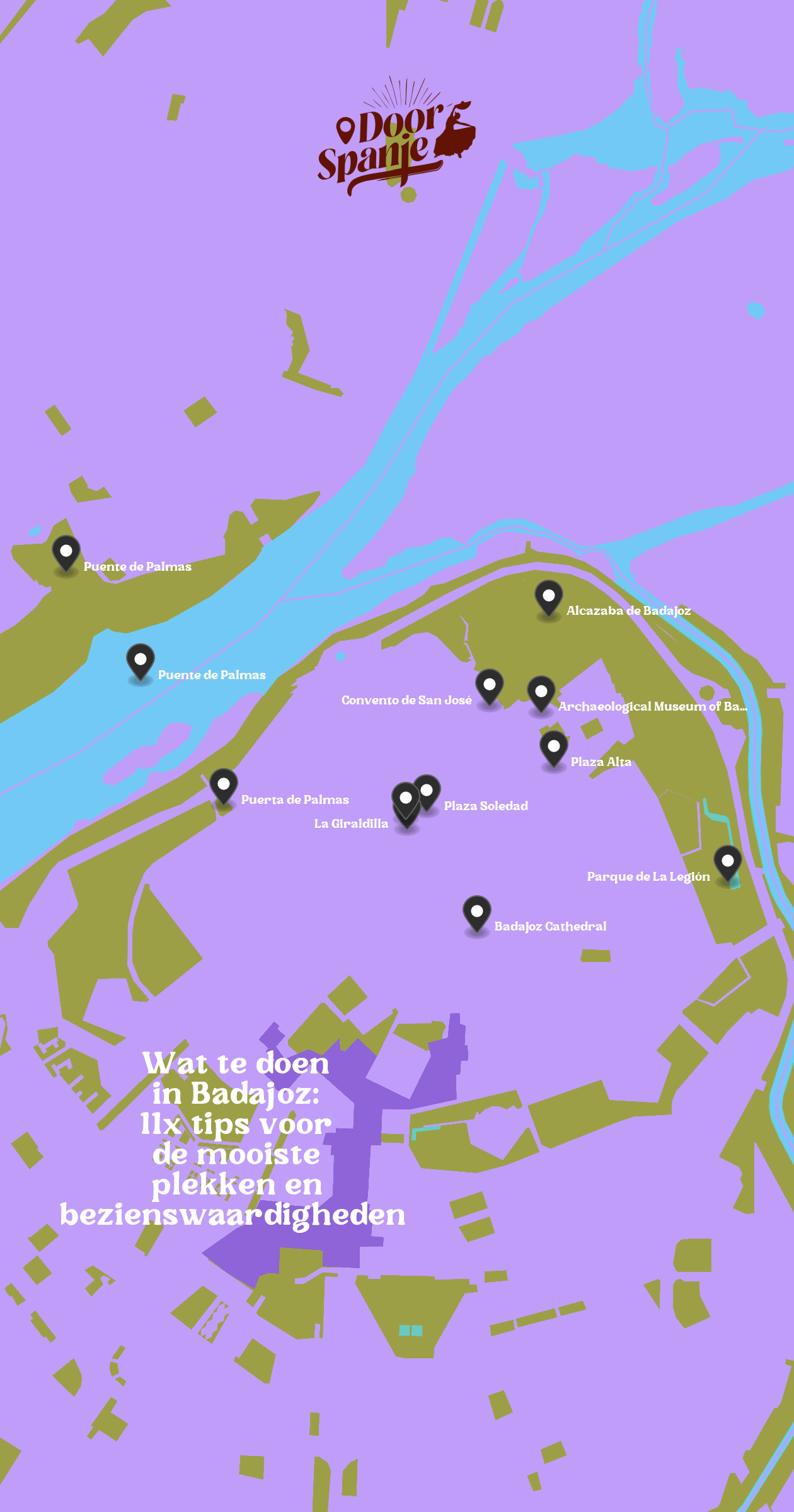 Map of Bezienswaardigheden in Badajoz with 12 locations