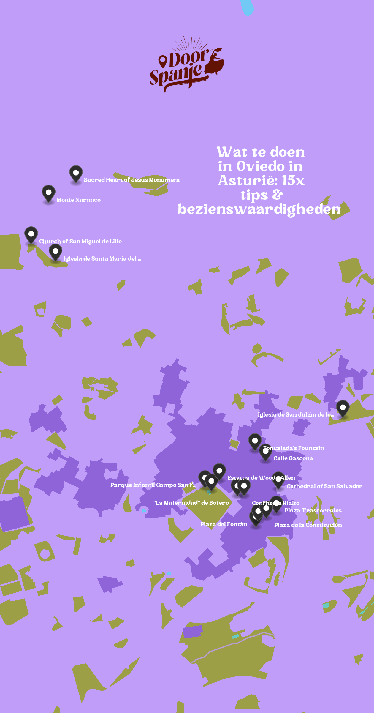 Map of Bezienswaardigheden in Oviedo with 17 locations