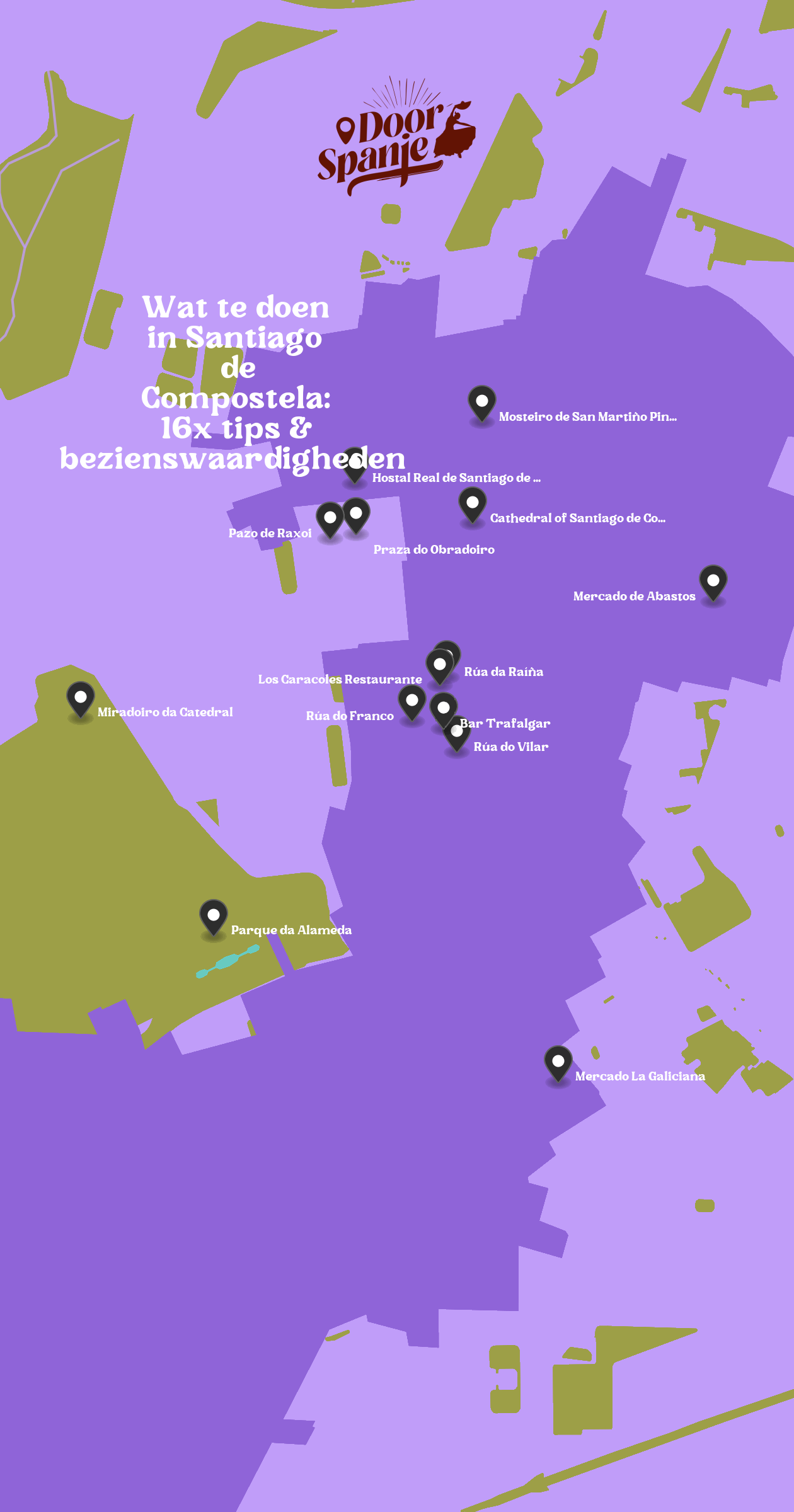 Map of Bezienswaardigheden in Santiago de Compostela with 14 locations