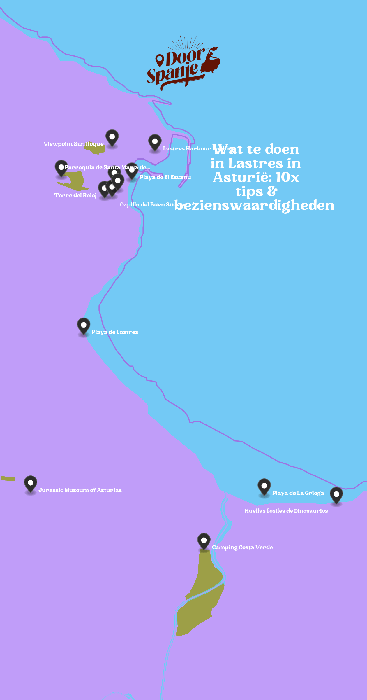 Map of Bezienswaardigheden in Lastres with 13 locations
