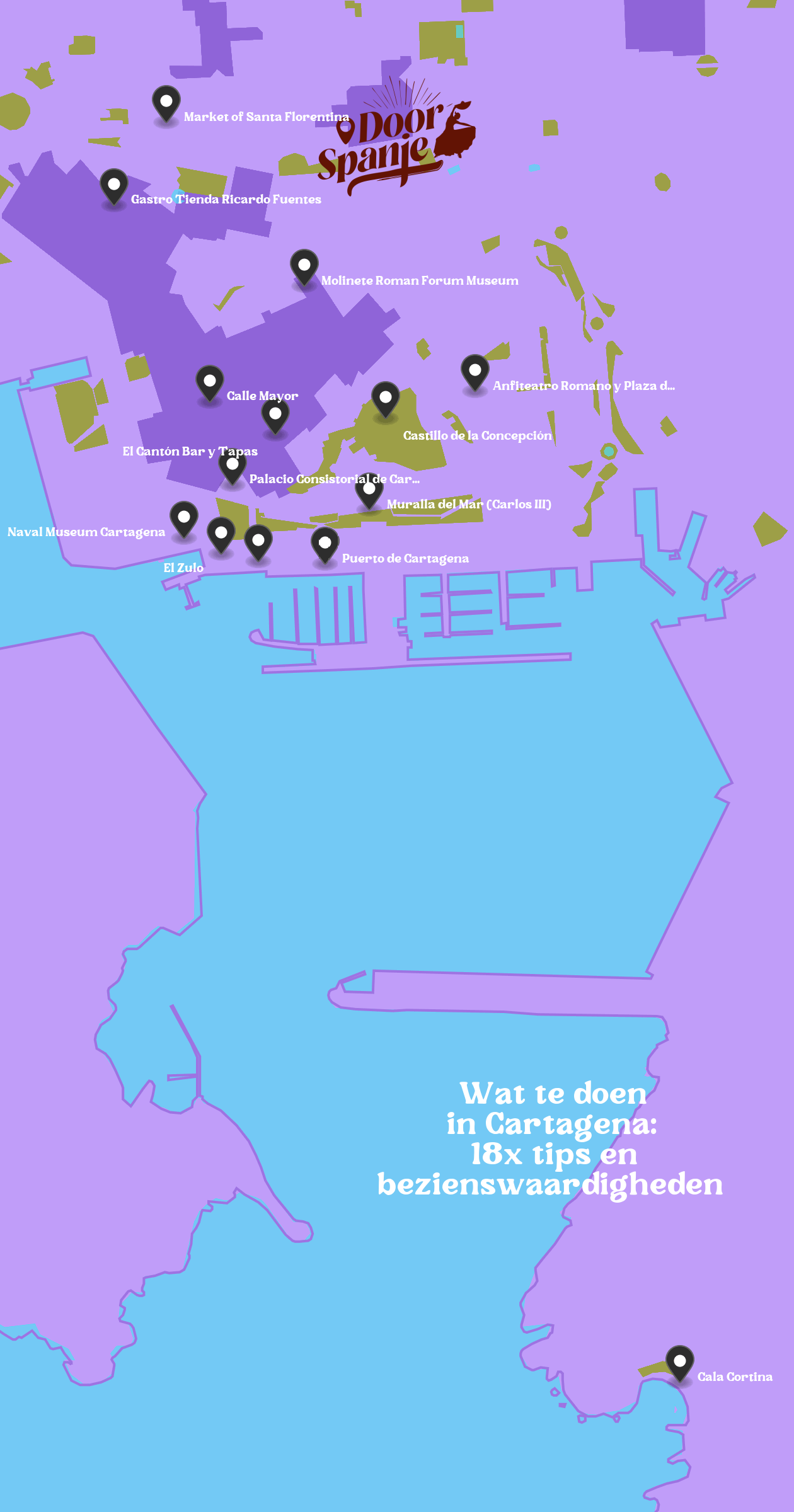 Map of Bezienswaardigheden in Cartagena with 14 locations