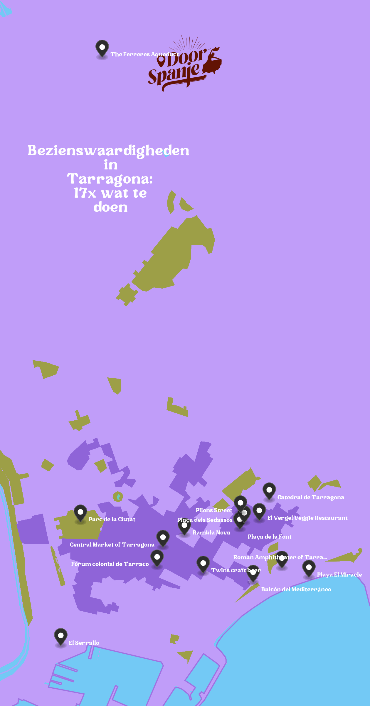 Map of Bezienswaardigheden in Tarragona with 15 locations