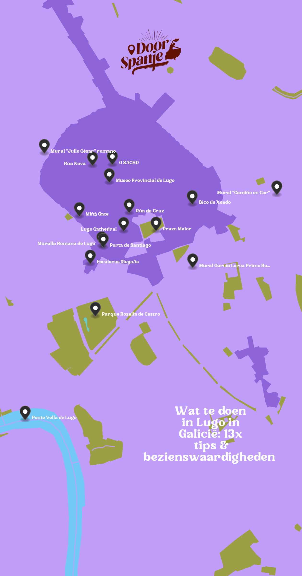 Map of Bezienswaardigheden in Lugo with 16 locations