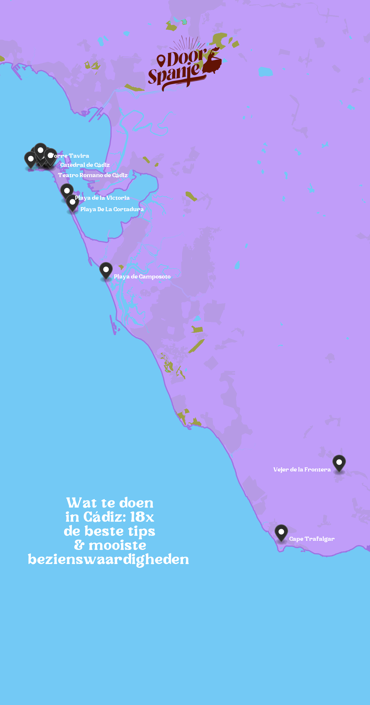 Map of Bezienswaardigheden in Cádiz with 17 locations